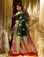 Proficient Dark Green Soft Silk Saree With Transcendent Blouse Piece