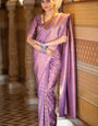 Gratifying Lavender Soft Silk Saree With Angelic Blouse Piece