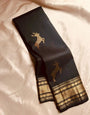 Admirable Black Soft Banarasi Silk Saree With Magnificat Blouse Piece