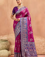 Improbable Wine Pure Zari Weaving Banarasi Silk Saree With Angelic Blouse Piece