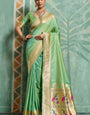 Fairytale Pista Paithani Silk Saree With Sonorous Blouse Piece