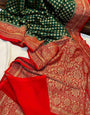 Beauteous Dark Green Soft Banarasi Silk Saree With Hypnotic Blouse Piece