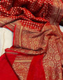 Divine Red Soft Banarasi Silk Saree With Ideal Blouse Piece