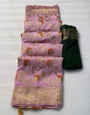 Moiety Pink Soft Banarasi Silk Saree With Glorious Blouse Piece