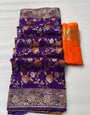 Murmurous Purple Soft Banarasi Silk Saree With Desultory Blouse Piece
