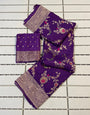 Smashing Purple Soft Banarasi Silk Saree With Quintessential Blouse Piece