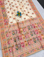 Ethnic Beige Pashmina Silk Saree With Majesty Blouse Piece