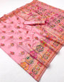 Magnificat Pink Pashmina Silk Saree With Serendipity Blouse Piece