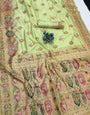 Amiable Pista Pashmina Silk Saree With Demure Blouse Piece