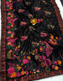 Transcendent Black Pashmina Silk Saree With Splendiferous Blouse Piece