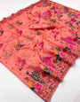 Confounding Peach Pashmina Silk Saree With Prominent Blouse Piece