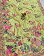 Dulcet Pista Pashmina Silk Saree With Groovy Blouse Piece