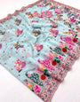 Pleasant Sky Pashmina Silk Saree With Ethereal Blouse Piece