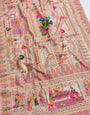 Precious Beige Pashmina Silk Saree With Sophisticated Blouse Piece