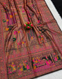 Delectable Black Pashmina Silk Saree With Marvellous Blouse Piece