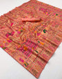 Designer Peach Pashmina Silk Saree With Conflate Blouse Piece