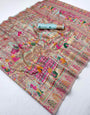 Scrupulous Sky Pashmina Silk Saree With Twirling Blouse Piece