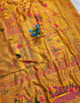 Lustrous Yellow Pashmina Silk Saree With Susurrous Blouse Piece