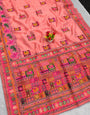 Gratifying Peach Pashmina Silk Saree With Splendorous Blouse Piece