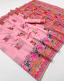 Jazzy Pink Pashmina Silk Saree With Pleasurable Blouse Piece