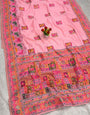 Jazzy Pink Pashmina Silk Saree With Pleasurable Blouse Piece