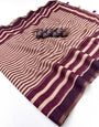 Desiring Beige and Wine Printed Cotton Silk Saree With Preferable Blouse Piece