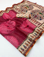 Elegant Maroon Printed Cotton Silk Saree With Incredible Blouse Piece