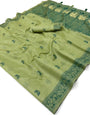 Denouement Green Pure Munga Cotton Silk Saree With Charismatic Blouse Piece