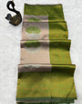 Forbearance Beige and Green Soft Silk Saree With Appealing Blouse Piece