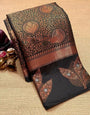 Piquant Black Soft Silk Saree With Murmurous Blouse Piece
