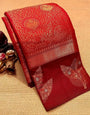 Jubilant Red Soft Silk Saree With Murmurous Blouse Piece