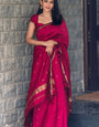 Dark Hot Pink Maheshawari Cotton Silk Saree
