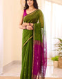 Verdun Green Maheshawari Cotton Silk Saree