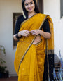 Golden Mustard Maheshawari Cotton Silk Saree