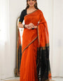 Deep Orange Maheshawari Cotton Silk Saree