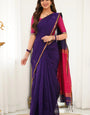 Baltic Purple Maheshawari Cotton Silk Saree