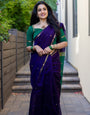 Dark Indigo Purple Maheshawari Cotton Silk Saree