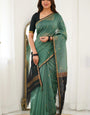 Hazel Green Maheshawari Cotton Silk Saree