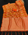 Resonant Orange Banarasi Tissue Silk Saree With Charming Blouse Piece