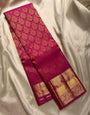 Stylish Dark Pink Soft Silk Saree With Staring Blouse Piece