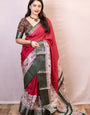 Gorgeous Dark Pink Digital Printed Dola Silk Saree With Alluring Blouse Piece