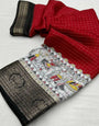 Stunning Maroon Digital Printed Dola Silk Saree With Marvellous Blouse Piece