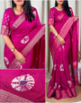 Smashing Dark Pink Digital Printed Dola Silk Saree With Fragrant Blouse Piece