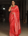 Skinny Red Soft Silk Saree With Stylish Blouse Piece