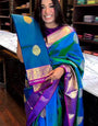 Flaunt Blue Soft Silk Saree With Sensational Blouse Piece