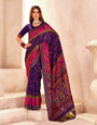 Delightful Blue Nylon Dola Pashmina Saree With Radiant Blouse Piece