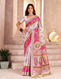 Forbearance Off White Nylon Dola Pashmina Saree With Tremendous Blouse Piece