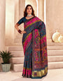 Serendipity Rama Nylon Dola Pashmina Saree With Panache Blouse Piece
