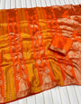 Imaginative Orange Soft Banarasi Tissue Silk Saree With Rhapsody Blouse Piece