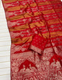 Moiety Red Soft Banarasi Tissue Silk Saree With Allure Blouse Piece